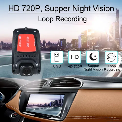 Car Camera Dashcam 720P HD 140 Large Wide Angle Car Driving Recorder F2.0 Large Aperture Night Vision