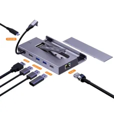 7-in-1 USB-C Steam Deck Docking Station with M.2 NVME SSD Card Slot HUB Type C to HD 4K60Hz 1000M Gigabit Ethernet USB 3.0 Hub for Macbook