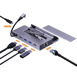 7-in-1 USB-C Steam Deck Docking Station with M.2 NVME SSD Card Slot HUB Type C to HD 4K60Hz 1000M Gigabit Ethernet USB 3.0 Hub for Macbook