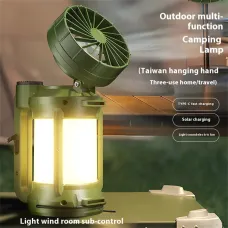 IPRee All-in One Portable Solar Powered Handheld Flashlight Mini Fan Camping Lantern Type-Charging Built In Battery Travel Camping Tent Light LETorch