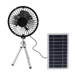 Solar Power Fan Exhaust with Monocrystalline Photovoltaic Panel Compact Portable Waterproof 15W Power Output USB-C USB-A DC Output Interfaces Ideal for Camping and Outdoor Activities