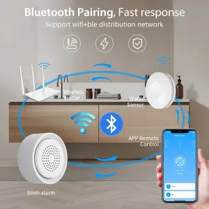 NEO Tuya WiFi Smart Water Leak Alarm with 3 Water Sensors Sound and Light Alerts for Smart Home Automation and Leak Detection