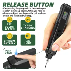 AMNVOLT 140g Lift Electric Vacuum Suction Pen Rechargeable Portable SMD IC Handling Tool Built-in Mini Pump Anti-Static LED Light Type-C Charging Screen Display