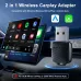 2 in 1 Wireless Carplay Android Auto Adapter Plug and Play 2.4GHz/5GHz Wi-Fi Bluetooth 5.0 Compatible with 98% Car Model