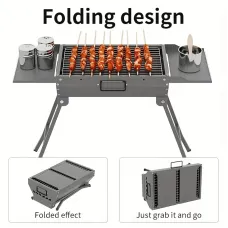 Xmund Portable Folding BBQ Grill Set, Thickened Zinc Alloy for Outdoor Cooking & Camping