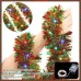 16.4ft/5m Christmas Decoration Holiday Garland Ruscus Grass Ribbon with Colorful Lights Christmas Garland Ribbon Lights 50 LEDs Battery Powered Hanging Decorations for Wedding Valentine's Day Thanksgiving Hanukkah Christmas