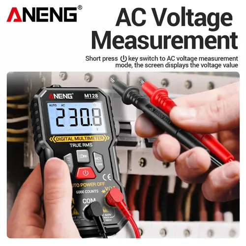 ANENG M128 Digital Multimeter True RMS 6000 Count Backlit Screen Auto Range AC DC Voltage Current Resistance Capacitance Tester Compact Portable Electric Tool