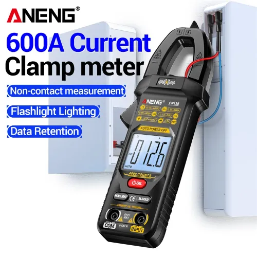 ANENG PN135 Clamp Meter Digital Multimeter 4000 Counts 600A 600V AC DC Voltage Current Tester Non Contact NCV Flashlight Backlight Auto Shut Off Data Hold Function 4000 Counts