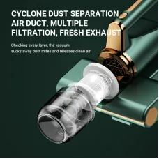 Tevorex Portable Handheld Wireless Mite Remover with LED Purple Light Irradiation 14kPa Suction 4800mAh Rechargeable for Mattress Sofa Carpet Bed Cleaning Allergen Removal