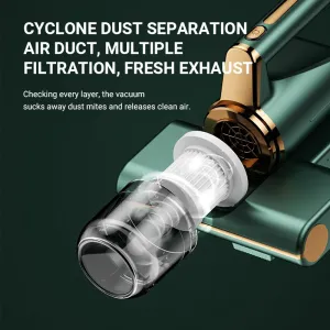 Tevorex Portable Handheld Wireless Mite Remover with LED Purple Light Irradiation 14kPa Suction 4800mAh Rechargeable for Mattress Sofa Carpet Bed Cleaning Allergen Removal