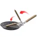 IPRee BBQ Grill Basket Round Perforated Grilling Pan with Folding Handle for Camping Picnic BBQ Folding Outdoor Barbecue and Baking