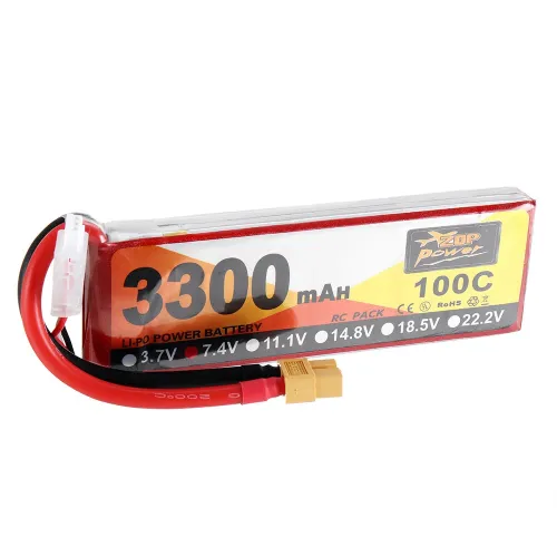 ZOP Power 7.4V 3300mAh 100C 2S Lipo Battery XT60 Plug for RC Racing Drone