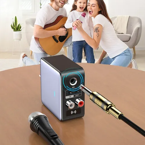 OMS-H6 bluetooth 5.3 Audio Transmitter Receiver 3.5mm AUX/RCA/U-Disk/TF/USB/6.5mm MIC Karaoke HIFI Stereo EQ Wireless Adapter EU Plug
