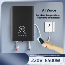 Tevorex 220V 8500W Touch Screen Instant Electric Water Heater AI Voice Control Constant Temperature Variable Frequency Shower Kitchen Fast Heating