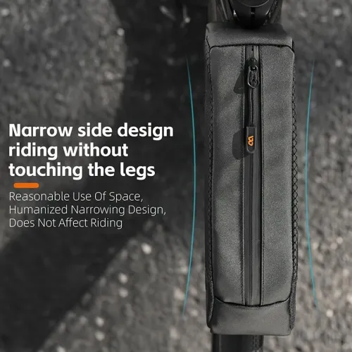 WESBIKING 1L Bicycle Top Tube Bag Narrow Side Design Velcro Fastening Portable Zipper Storage Cycling Bag for MTB & Road Bikes