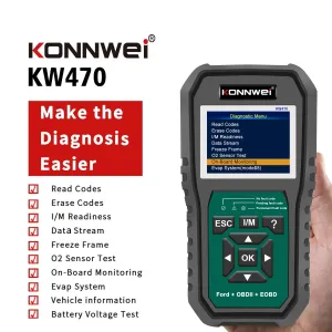 KONNWEI KW470 3-in-1 Professional Full System Automotive Diagnostic Scan Tool+OBD2 Car Scanner+Battery Tester for Ford