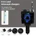 A1 4-in-1 Retractable 120W 2-Port USB PD Car Charger with iP+Type-C Telescopic Cable Support PD QC3.0 AFC MTK FCP Fast Charging with Digital Display for iPhone 16 16 Pro 15 14 13 Pro Max for Huawei Mate XT for Samsung Galaxy Z Flip6