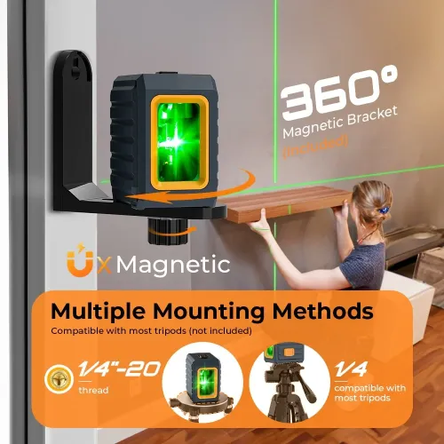 CIGMAN CM-G01 2 Lines Green Laser Level High Visibility 0.3mm/m Self-Leveling IP54 Water Resistant Long Battery Life