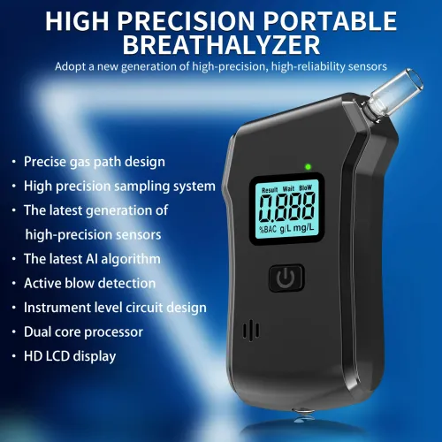 Breathalyzer, Professional-Grade Accuracy Alcohol Tester with USB Rechargeable, Portable Breathalyzer with LCD Digital Display  Built-in LED Light