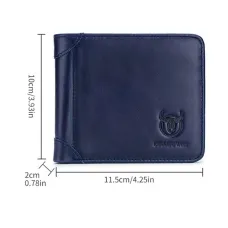 BULLCAPTAIN Genuine Leather Trifold Wallet Mens Large Capacity Credit Card Holder with 14 Card Slots Slim Design Short Wallet Coin Purse Stylish