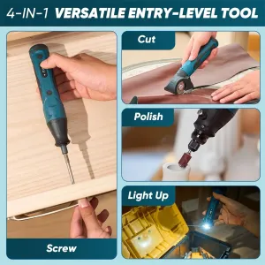 65 in 1 Mini Electric Screwdriver Set 4V Cordless Rotary Tool Cardboard Cutter DIY Tool Kit Light Duty Home Repairs