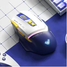 AULA SC101 Mech Mouse Wireless bluetooth 800-4000DPI RGB Light 500mAh Battery Ergonomics Design Dual Mode Esports Gaming Mouse