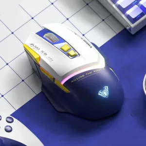 AULA SC101 Mech Mouse Wireless bluetooth 800-4000DPI RGB Light 500mAh Battery Ergonomics Design Dual Mode Esports Gaming Mouse