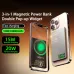 E16A3 20W 19.25Wh 5000mAh 3-in-1 Wireless Magnetic Power Bank with Smart LCD Display External Battery Power Supply with 1 Input & 2 Outputs Support PD Fast Charging for iPhone 17 17 Pro 16 Pro Max 15 14 for Xiaomi 17pro for Samsung Galaxy S25 Ultra