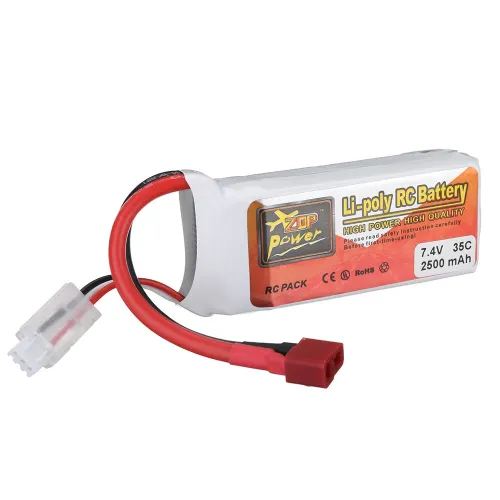 ZOP Power 7.4V 2500mAh 35C 2S LiPo Battery T Deans Plug for RC Drone