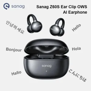 SANAG Z60S OWS Earclips Wireless bluetotooth 5.4 Earphone 12mm Composite Double Magnetic Film AI Call Noise Reduction Touch Control Open-ear Sports Headphones