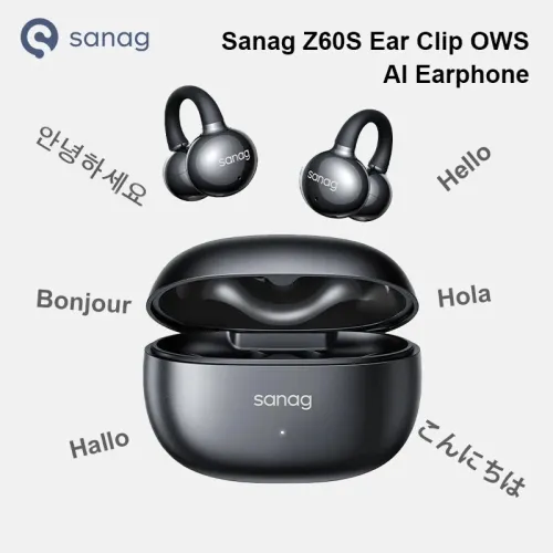 SANAG Z60S OWS Earclips Wireless bluetotooth 5.4 Earphone 12mm Composite Double Magnetic Film AI Call Noise Reduction Touch Control Open-ear Sports Headphones