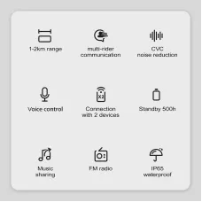 Sharkpro 2000M 8 Rider Motorcycle Helmet Intercom bluetooth 5.1 Headset Cycling Helmet Qualcom Solution With Music Distribution FM IP65 Waterproof