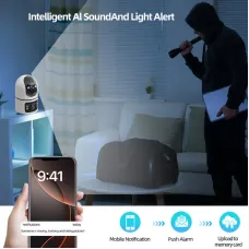 4MP 5G Dual Band Dual Lens WIFI Wireless Security Camera PTZ Panoramic View Color Night Vision AI Human Detection Eseecloud APP 2 Way Audio Indoor IP Camera