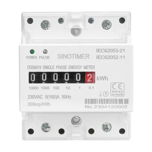 SINOTIMER Din Rail Single Phase Electronic Energy Meter AC 220V 100A kWh Counter Consumption Analog Electricity Gague Wattmeter 50HZ