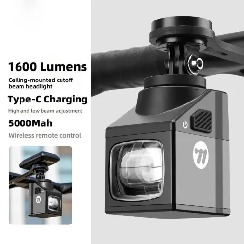 WESBIKING 1600LM Wireless Remote Control Bicycle Headlights Type-Charging IPX4 Waterproof Anti-glare Bike Front Light for MTB