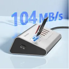 Blueendless HU806 8-in-1 USB-A Type-C Docking Station with 10Gbps USB-A 3.2*4 / USB-C 3.2*2 / SD/TF3.0 Multi-ports Aluminum Alloy Hubs Adapter Free Driver for Laptop Tablet Phone with Power Supply Port