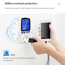 Digital Voltage Wattmeter Power Meter Socket EU Plug 230V AC Wattage Kwh Energy Consumption Electricity Meter