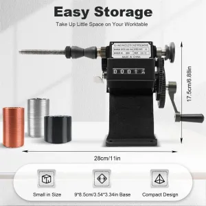 Manual Coil Winder Counter Machine Cast Iron Frame Steel Gear Wire Diameter 02-26mm Mechanical Winding Tool Reliable Compact Design