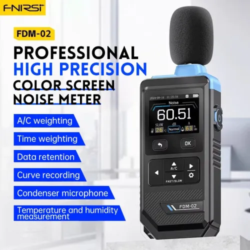 FNIRSI FDM02 Professional Noise Meter High Precision 30dB to 130dB Measurement A C Weighting Color Screen Sound Level Analyzer Accurate Decibel Reader