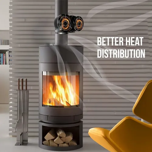 10 Blades Fireplace Fan With Cover Wall-mounted Heat Powered Stove Eco-Friendly Oven Fan Wood Burn Fan Portable Heater Efficient Heat No electricity