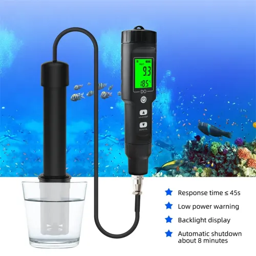 Digital Dissolved Oxygen Meter 0.0-40.0 mg/L ATC Backlight LCD Display Accurate Water DO Tester for Aquariums Pools Ponds Aquaculture with Temperature Measurement