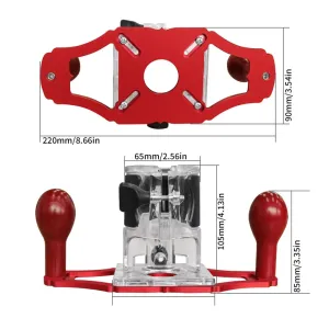 Router Base Aluminum Alloy CNC Upgraded Slotting Base with Handle for 64-65mm Trimming Machines