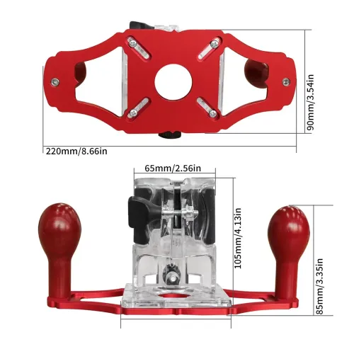 Router Base Aluminum Alloy CNC Upgraded Slotting Base with Handle for 64-65mm Trimming Machines