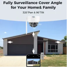 Hiseeu WHC905 5MP PTZ Wireless Security Outdoor Camera Explosion-Proof Cameras Auto Tracking Motion Detection WiFi Camera Works with Alexa Wireless Camera System