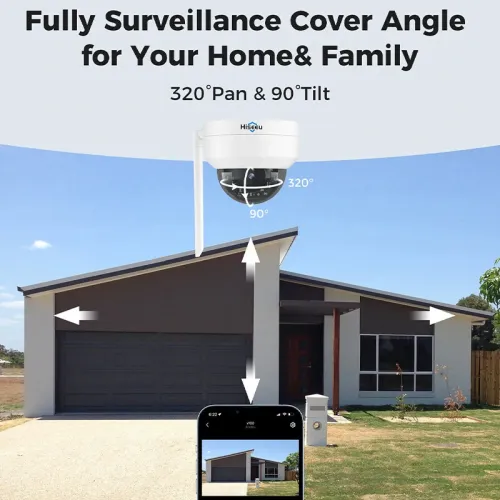 Hiseeu WHC905 5MP PTZ Wireless Security Outdoor Camera Explosion-Proof Cameras Auto Tracking Motion Detection WiFi Camera Works with Alexa Wireless Camera System