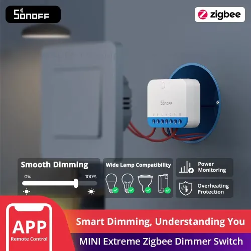 SONOFF MINI-ZBDIM MINI Extreme Zigbe Dimmer Switch Broader Lamp Compatibility Real-Time Power Monitoring Smooth Precise Dimming