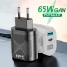USLION 65W GaN Wall Charger 33W USB-C PD PPS / 33W USB-A QC3.0 Fast Charging For iPhone 13 13 Mini For iPad Pro 2021 For Samsung Galaxy S22 Ultra MacBook Air M1
