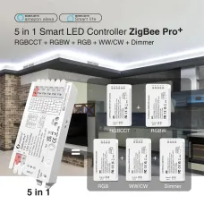 GLEDOPTO C-201P ZigBee3.0 Pro+ 5 in 1 LED Strip Controller 20A Max RGBCCT/RGBW/RGB/CCT/Dimmer Home Tuya Smart Life APP Voice Control with Alexa