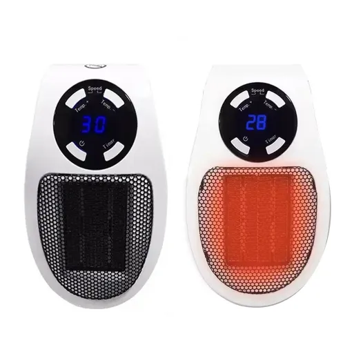 Portable Wall-Mounted Electric Heater 500W Low Energy Consumption Adjustable Thermostat LED Display Overheat Protection Remote Control Rotation Plug