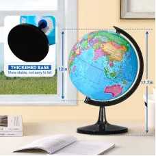 32CM Educational World Globe with Weighted Base Classroom Decorative Large Earth for Students Geography Teachers 360 Rotating Interactive Globe with World Map-Learning Tool Educational Toys